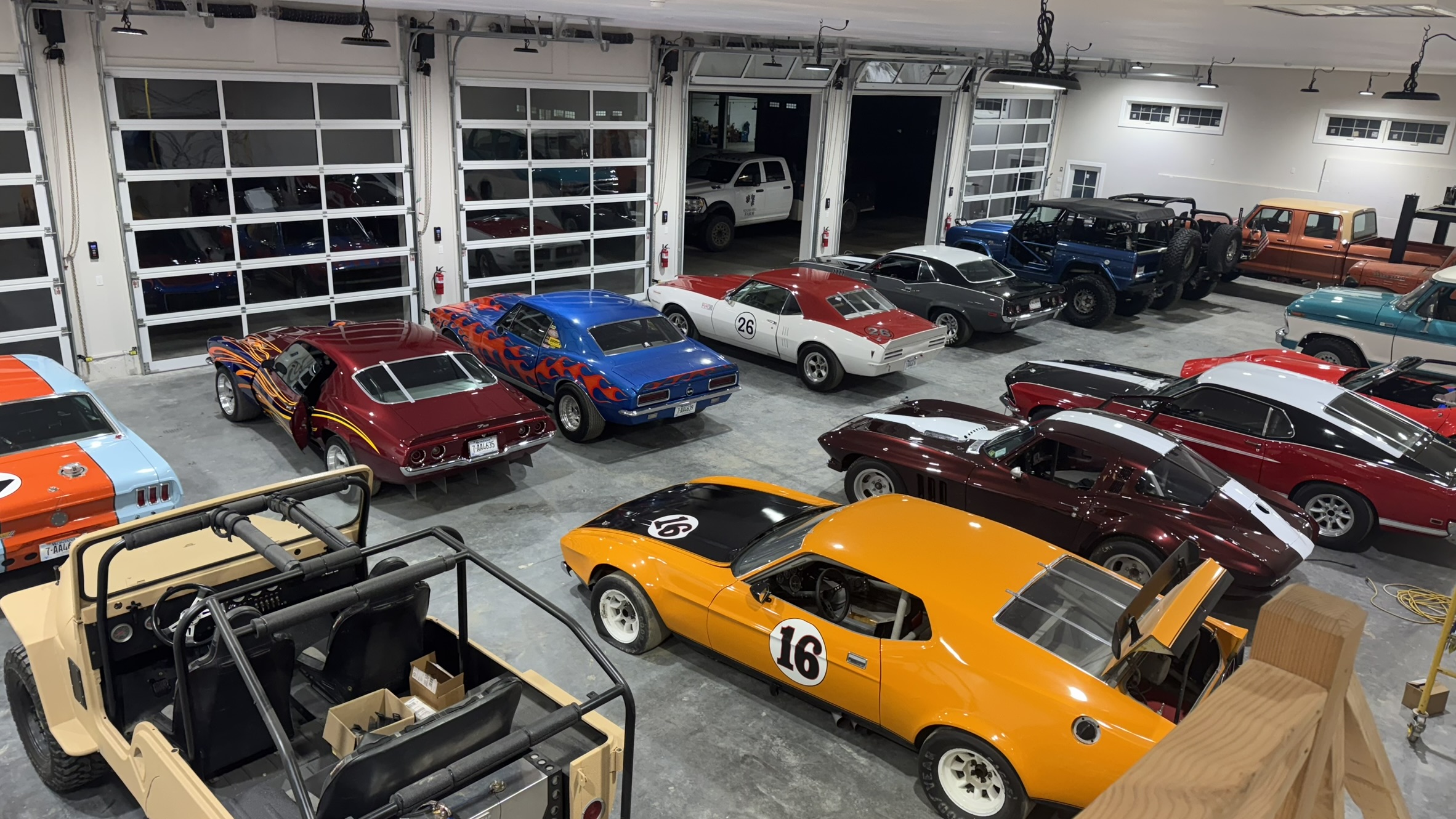 Cars lined up in the paddock